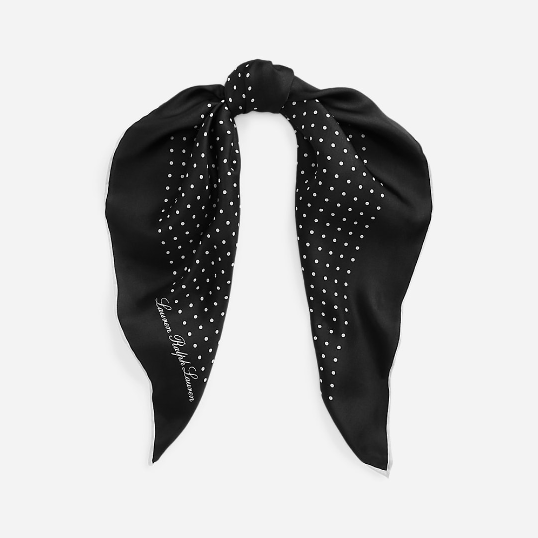 Polka-Dot Silk Twill Square Scarf - Black