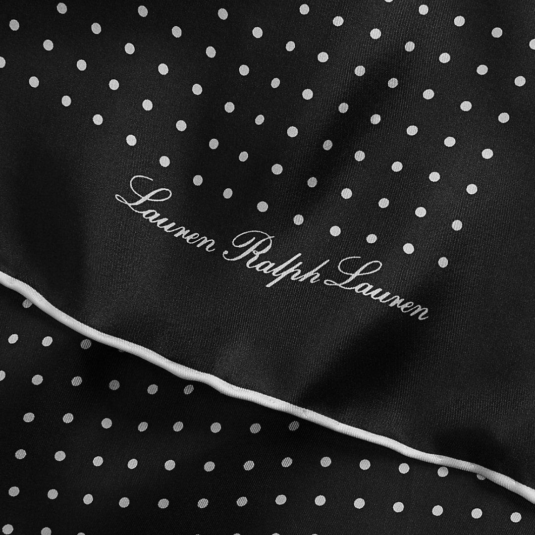 Polka-Dot Silk Twill Square Scarf - Black