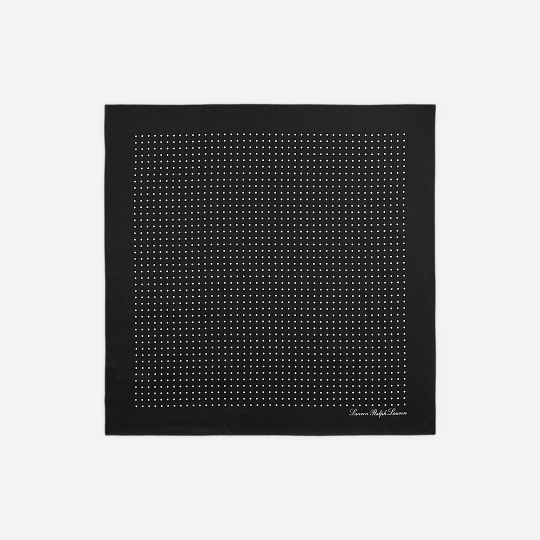 Polka-Dot Silk Twill Square Scarf - Black