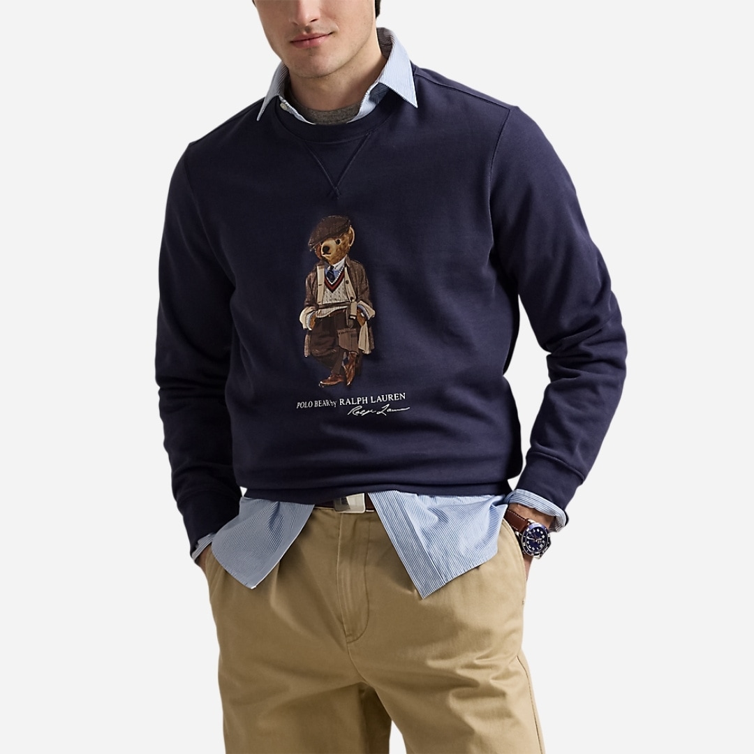 Polo Bear Fleece Sweatshirt - Faded Blue Hrtg Bear