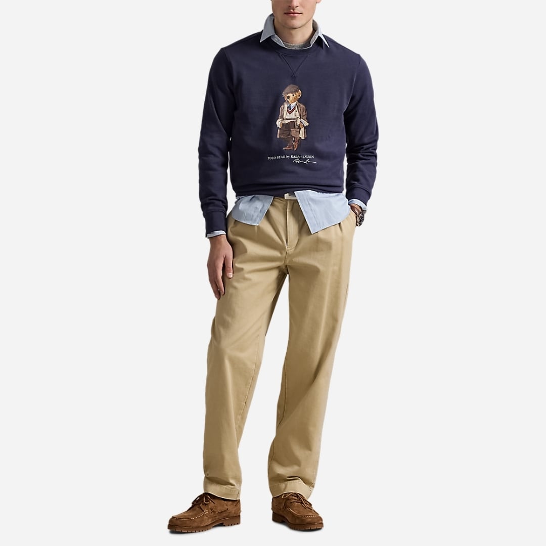 Polo Bear Fleece Sweatshirt - Faded Blue Hrtg Bear