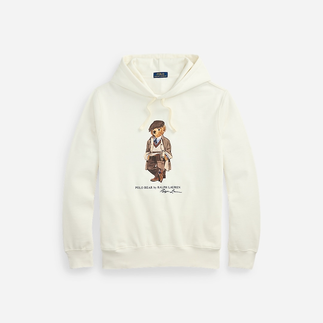 Polo Bear Fleece Hoodie - Deckwash White Hrtg Bear