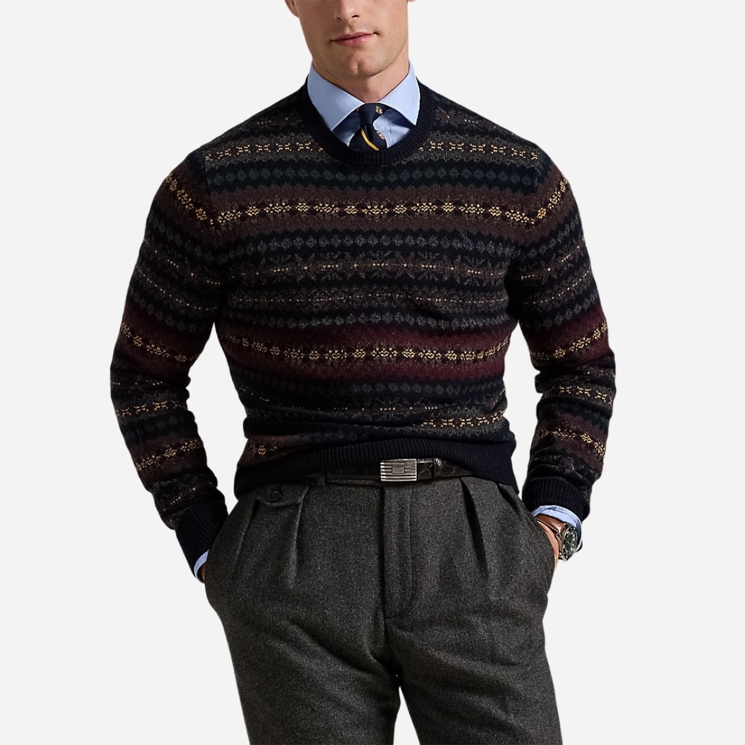 Fair Isle Wool Sweater - Navy Combo
