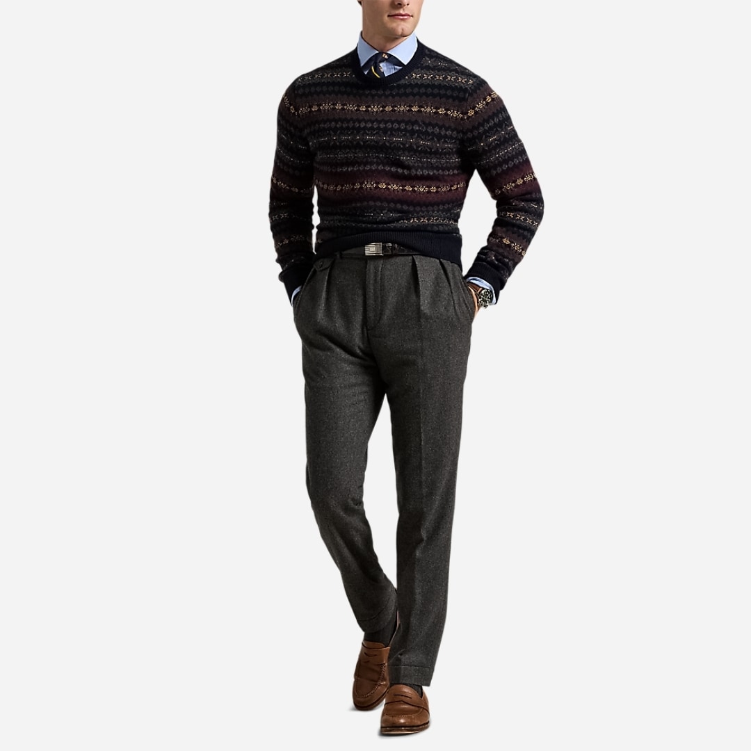 Fair Isle Wool Sweater - Navy Combo