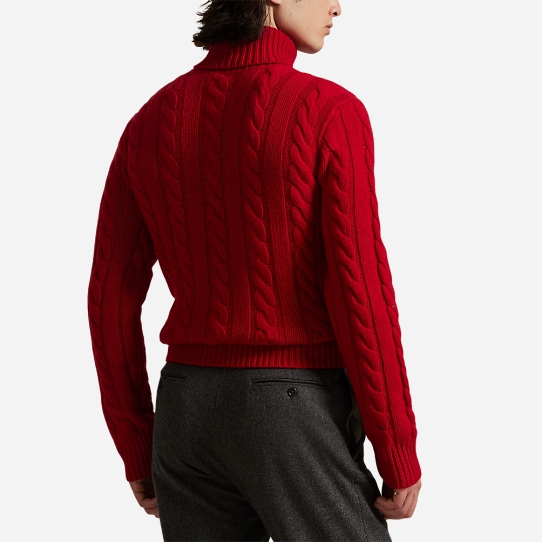 Cable-Knit Wool-Cashmere Sweater - Park Ave Red