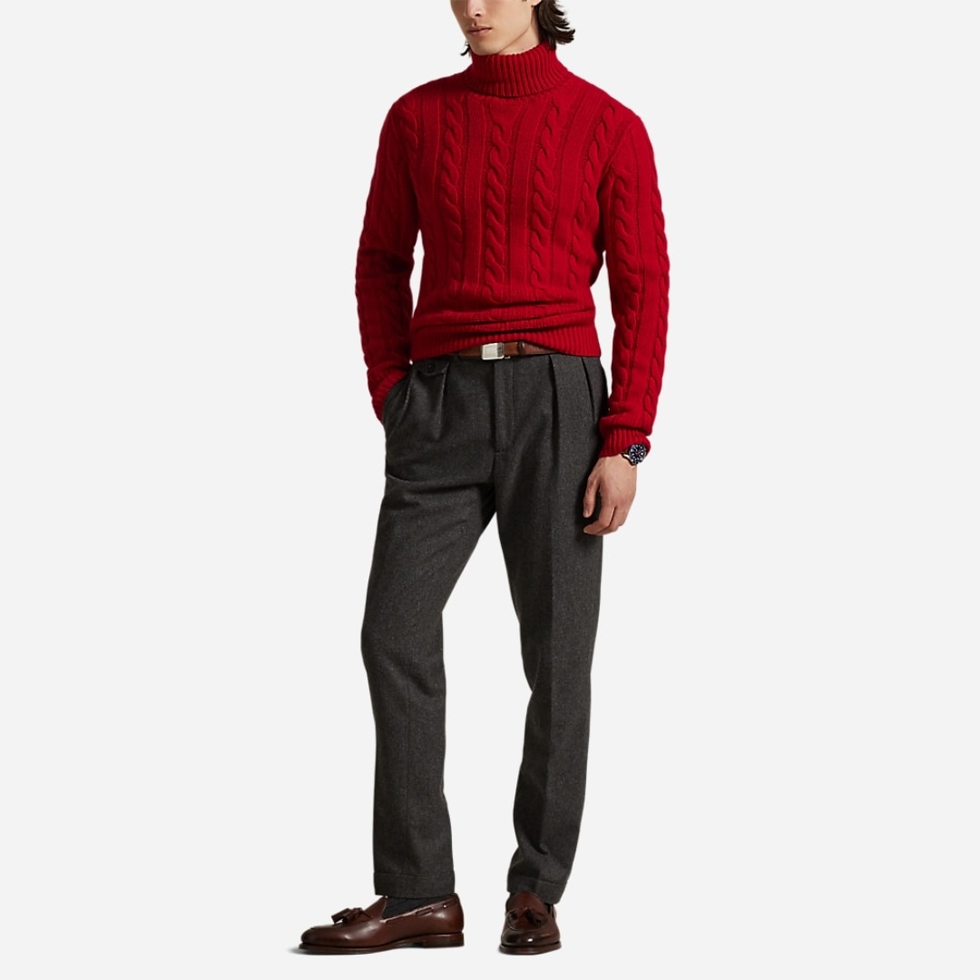 Cable-Knit Wool-Cashmere Sweater - Park Ave Red