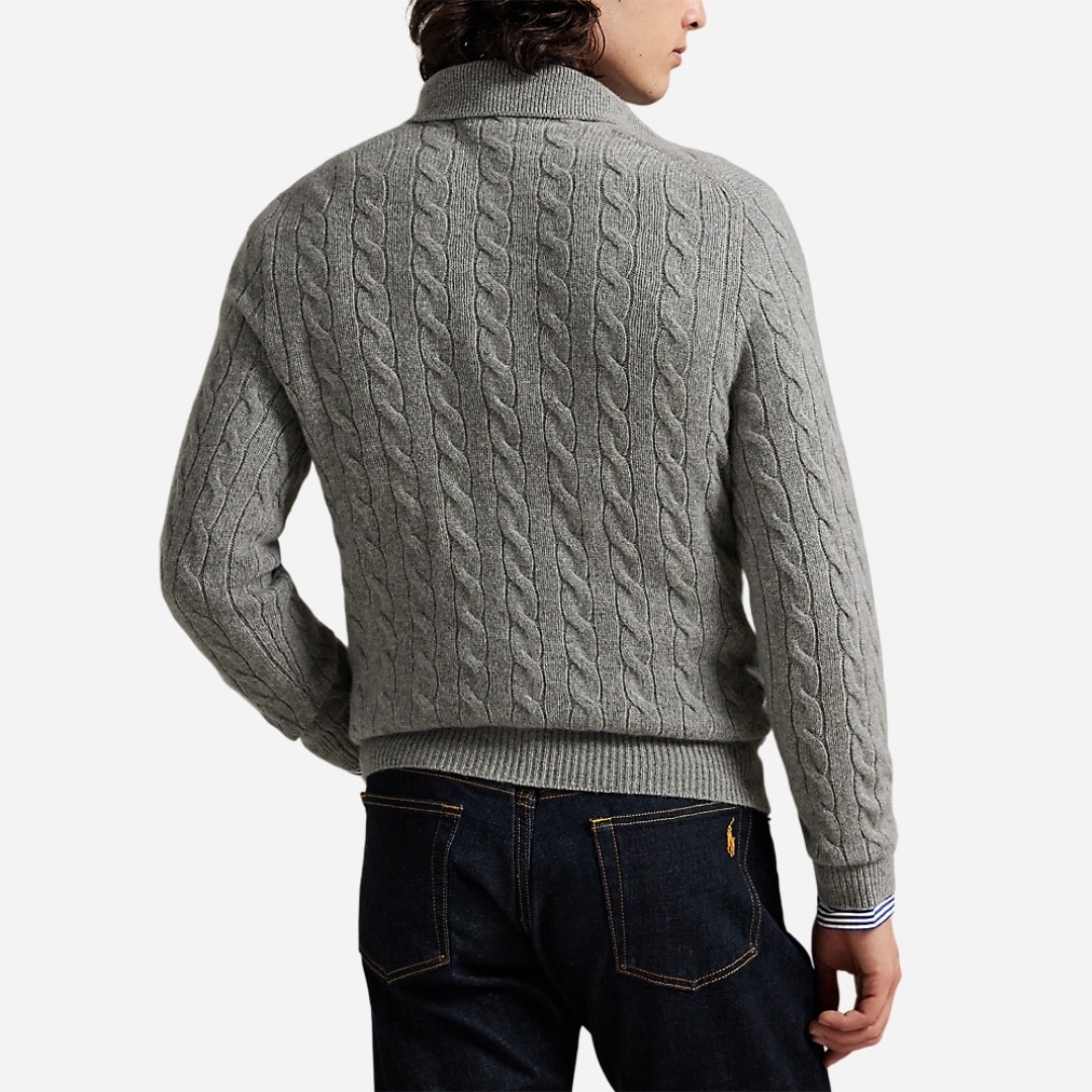 Cable-Knit Wool-Cashmere Sweater - Fawn Grey Heather
