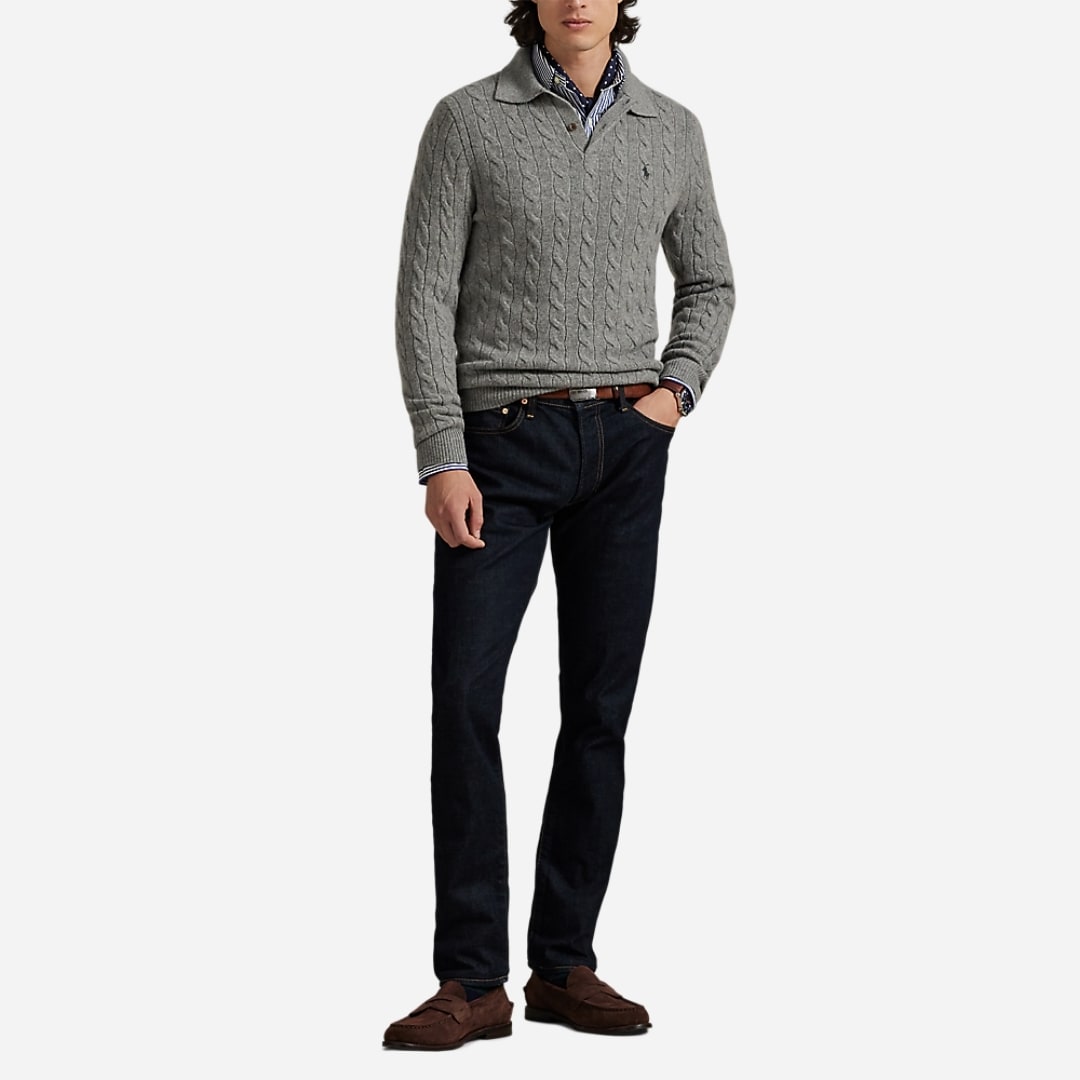 Cable-Knit Wool-Cashmere Sweater - Fawn Grey Heather