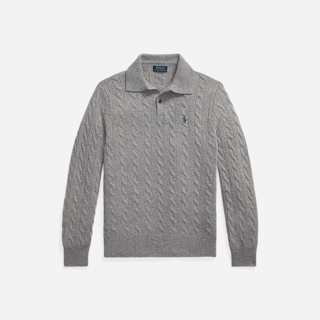 Cable-Knit Wool-Cashmere Sweater - Fawn Grey Heather