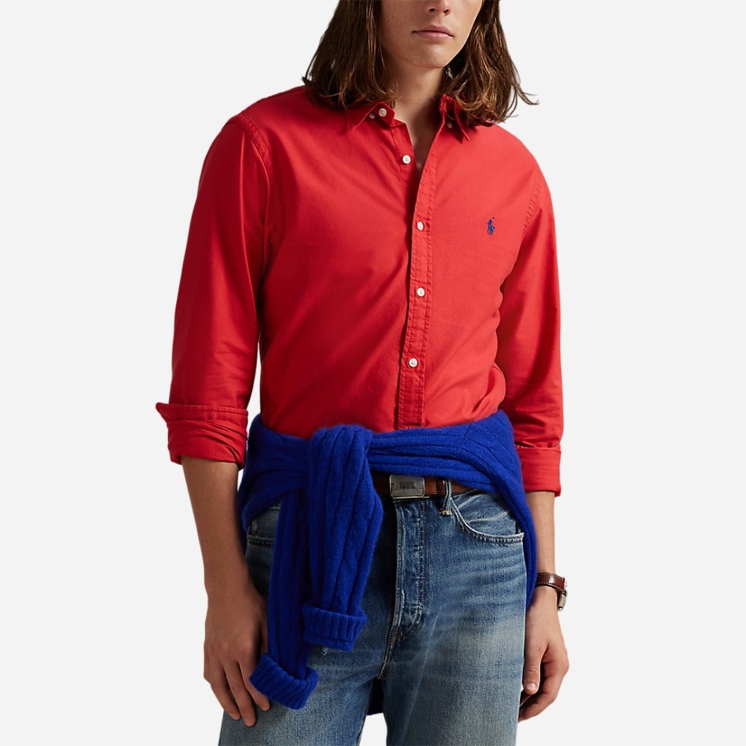 Slim Fit Garment-Dyed Oxford Shirt - New Brick