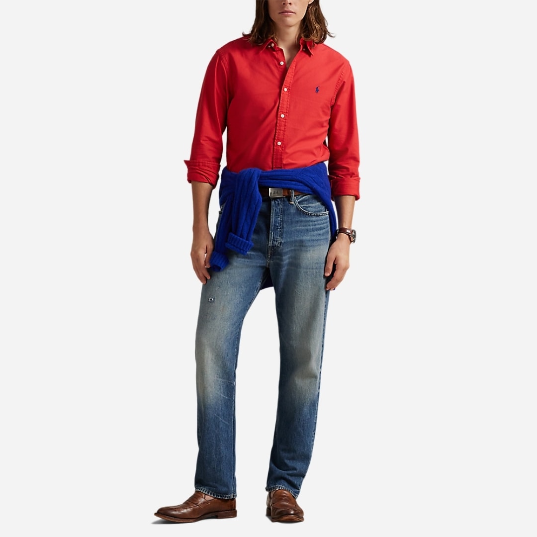 Slim Fit Garment-Dyed Oxford Shirt - New Brick