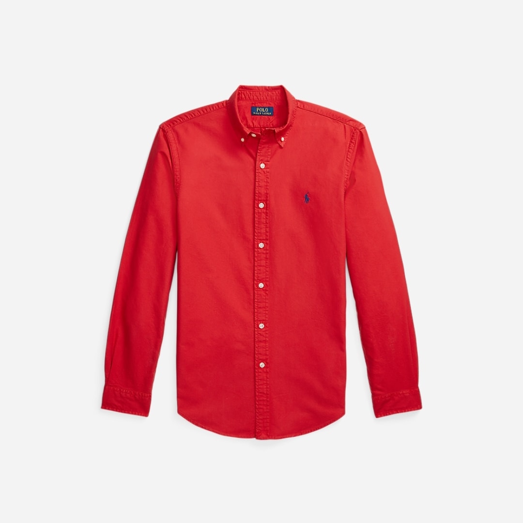 Slim Fit Garment-Dyed Oxford Shirt - New Brick