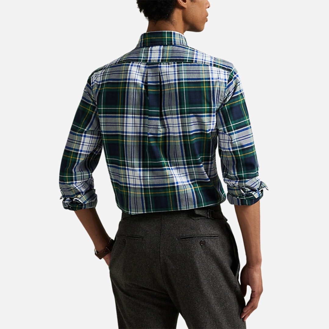 Custom Fit Plaid Oxford Shirt - Green/Blue Multi
