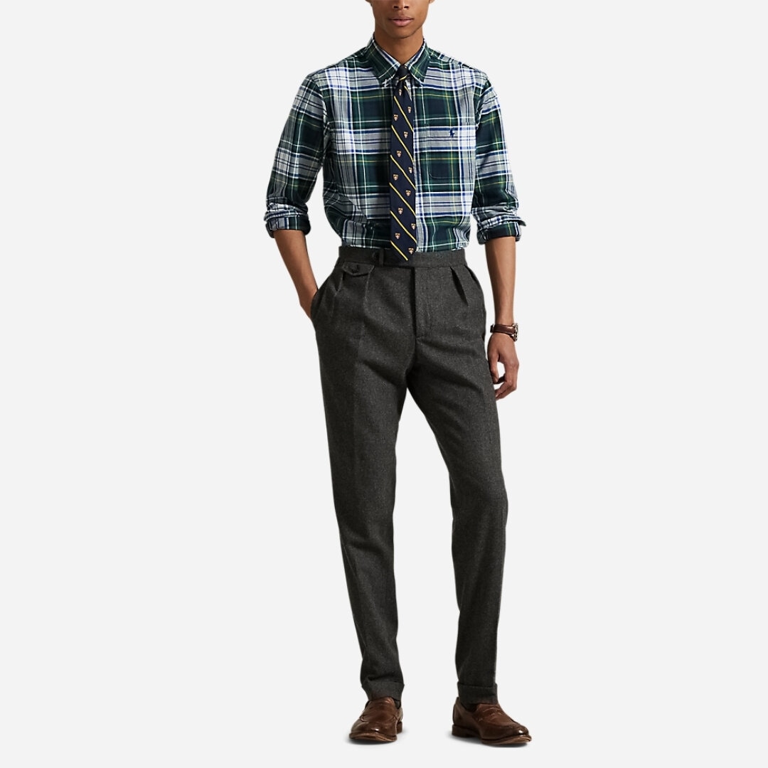 Custom Fit Plaid Oxford Shirt - Green/Blue Multi