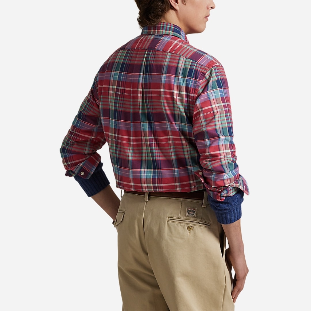 Custom Fit Plaid Oxford Shirt - Red Green Multi