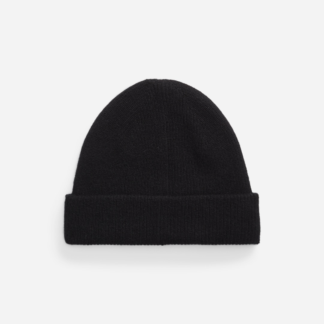Washable Cashmere Beanie - Polo Black