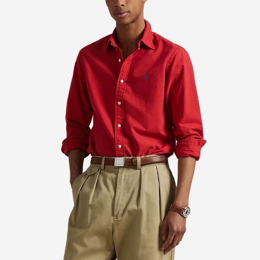 Custom Fit Garment-Dyed Oxford Shirt - New Brick
