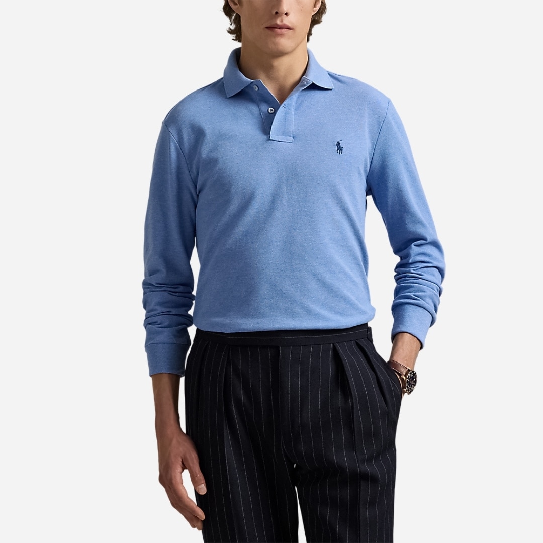 Custom Slim Fit Mesh Polo Shirt - Soft Royal Heather