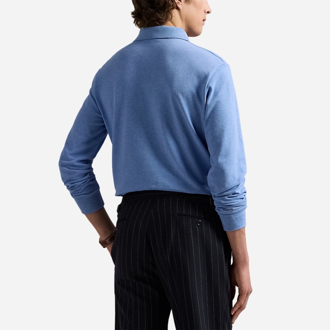 Custom Slim Fit Mesh Polo Shirt - Soft Royal Heather