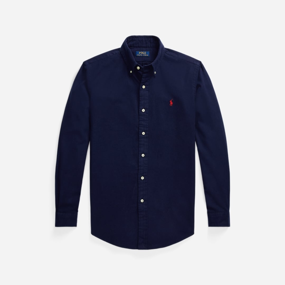 Custom Fit Brushed Flannel Shirt - Newport Navy