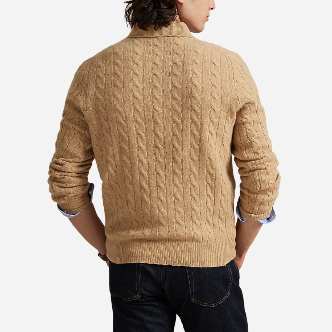 Cable-Knit Wool-Cashmere Sweater - Camel Melange