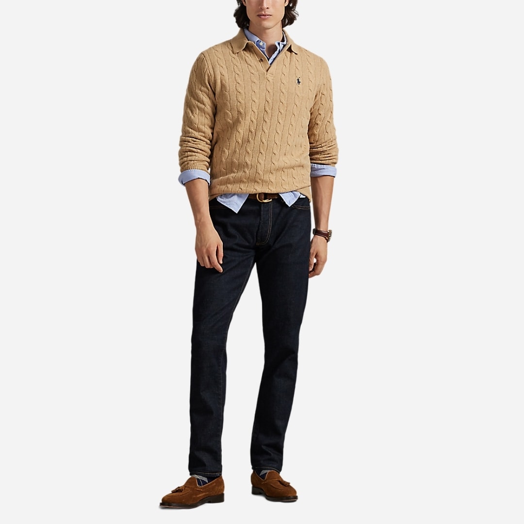 Cable-Knit Wool-Cashmere Sweater - Camel Melange