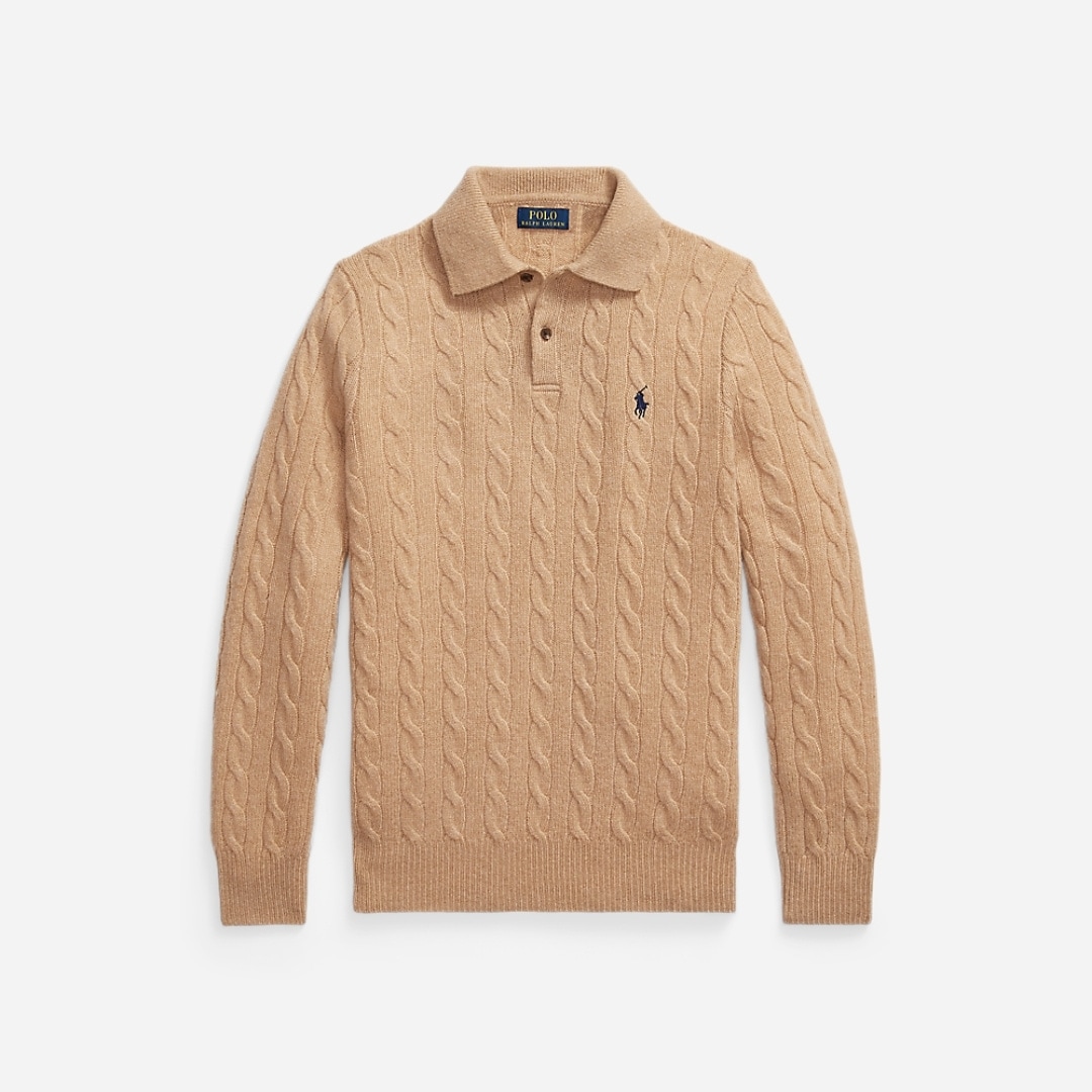 Cable-Knit Wool-Cashmere Sweater - Camel Melange