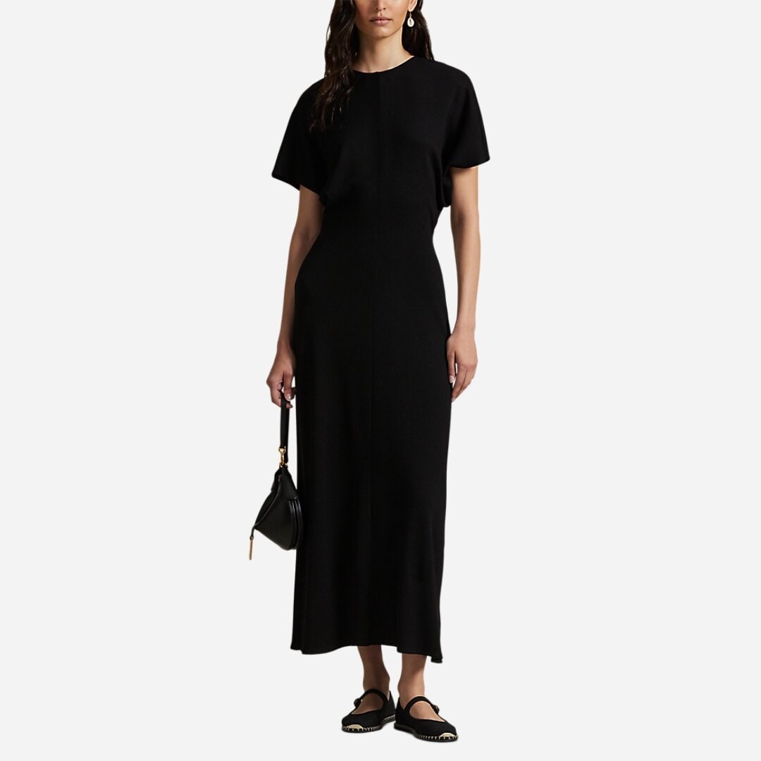 Wool-Blend Dolman Dress - Polo Black