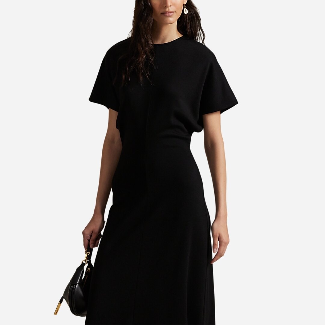 Wool-Blend Dolman Dress - Polo Black