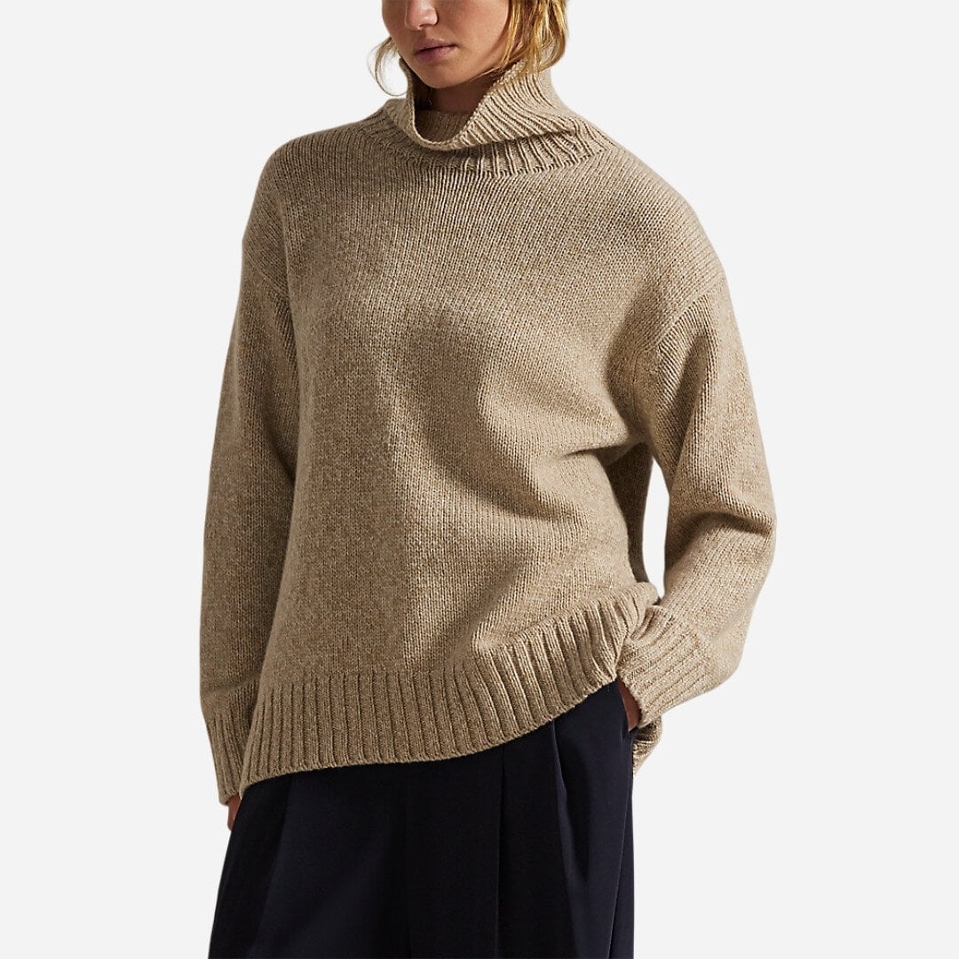 Wool-Cashmere Turtleneck Sweater - Dark Almond Marl