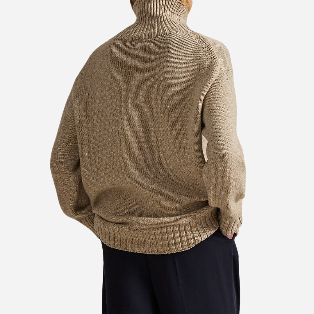 Wool-Cashmere Turtleneck Sweater - Dark Almond Marl
