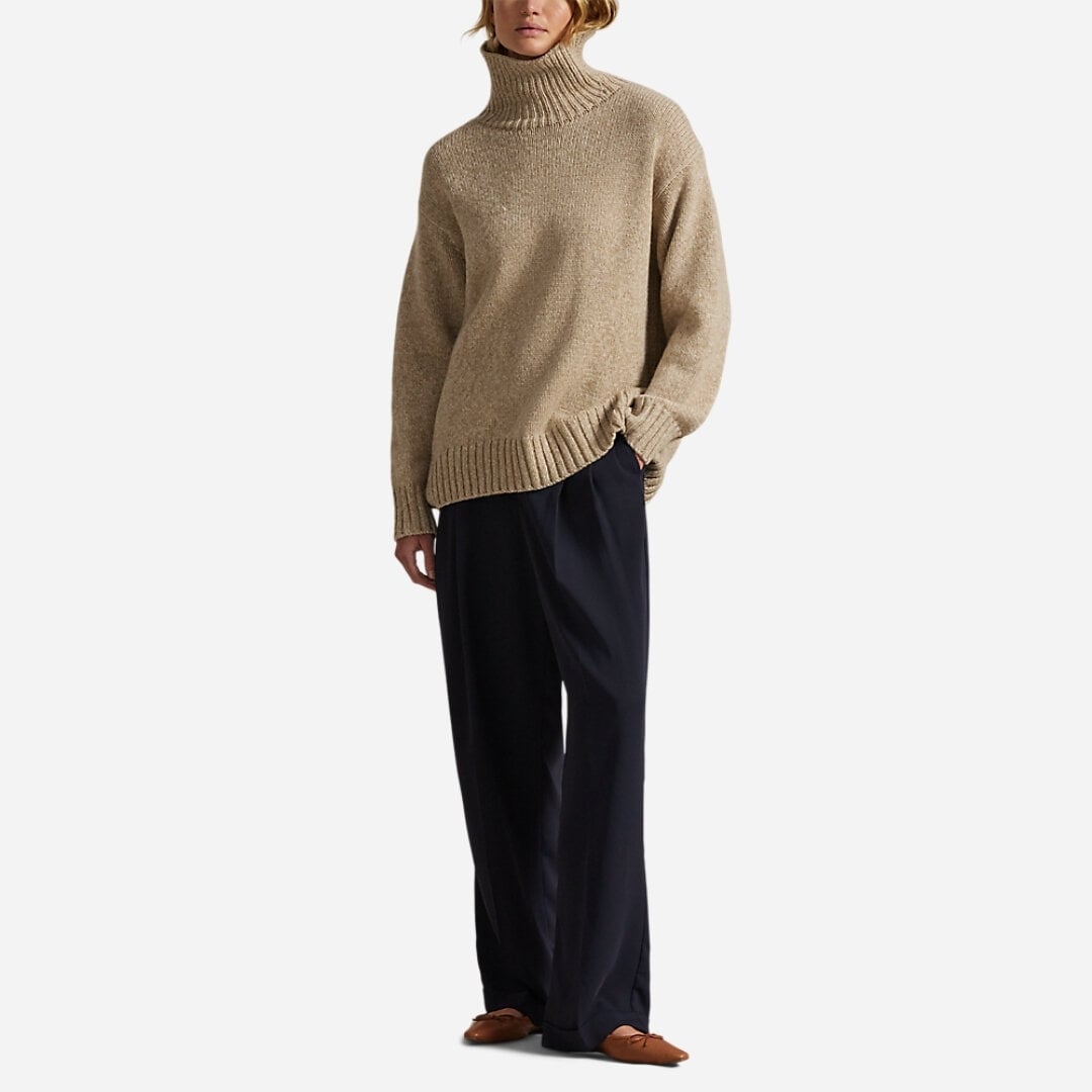 Wool-Cashmere Turtleneck Sweater - Dark Almond Marl