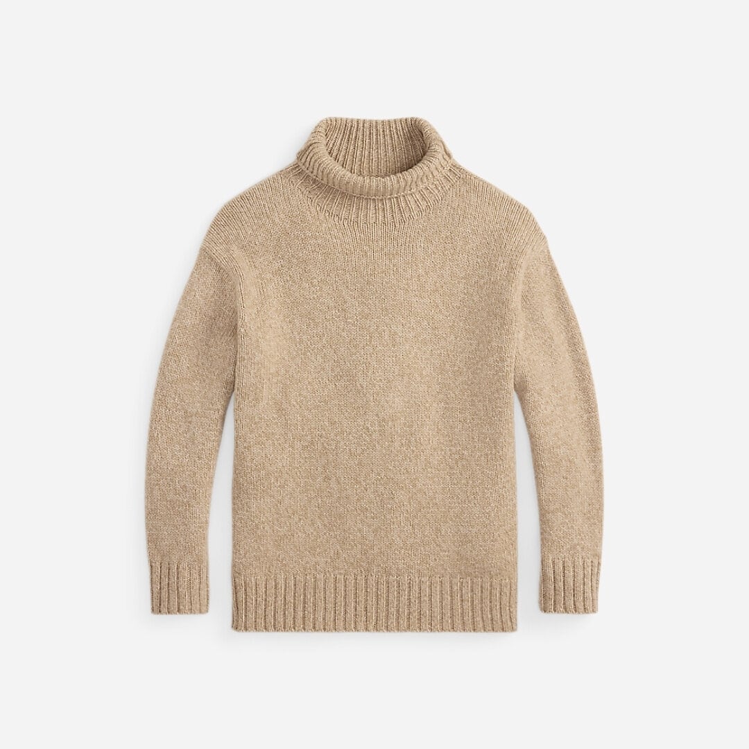 Wool-Cashmere Turtleneck Sweater - Dark Almond Marl