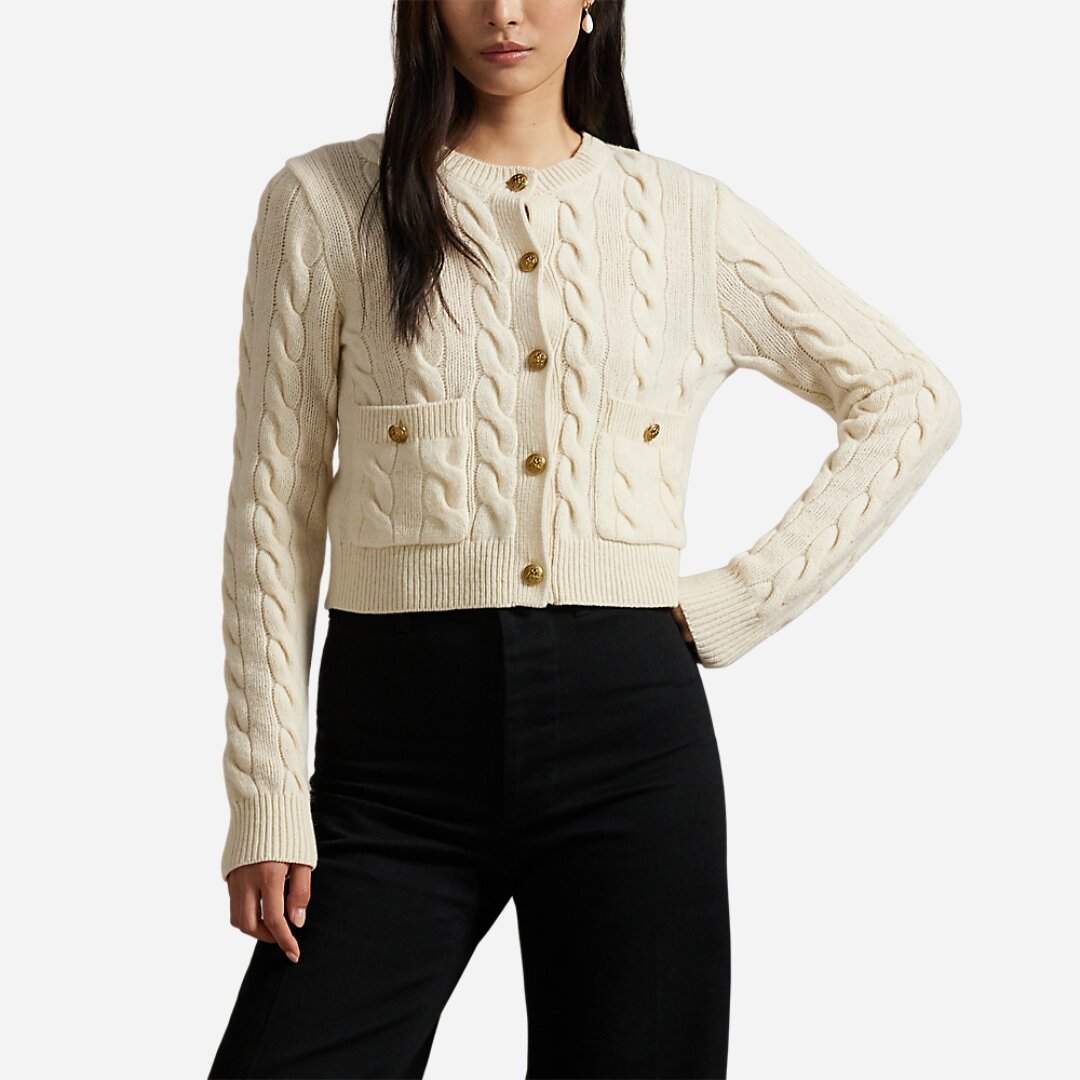 Cable Wool-Cashmere Cardigan - Authentic Cream