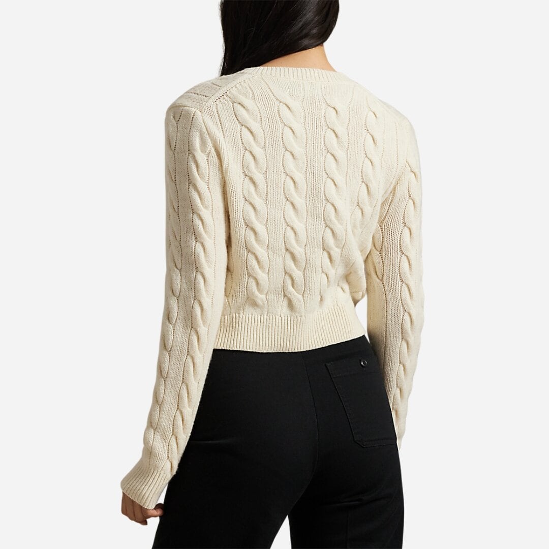 Cable Wool-Cashmere Cardigan - Authentic Cream