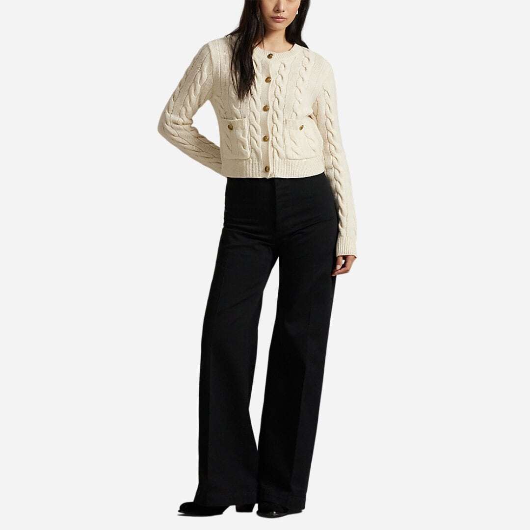 Cable Wool-Cashmere Cardigan - Authentic Cream