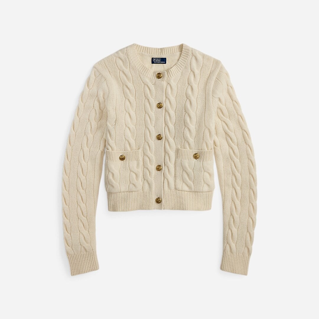 Cable Wool-Cashmere Cardigan - Authentic Cream
