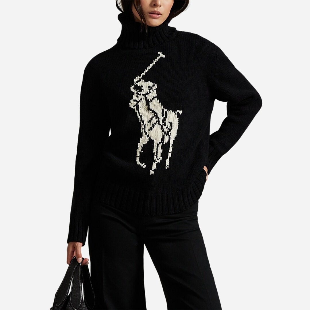 Big Pony Wool Turtleneck Sweater - Polo  Black/Authentic Cream