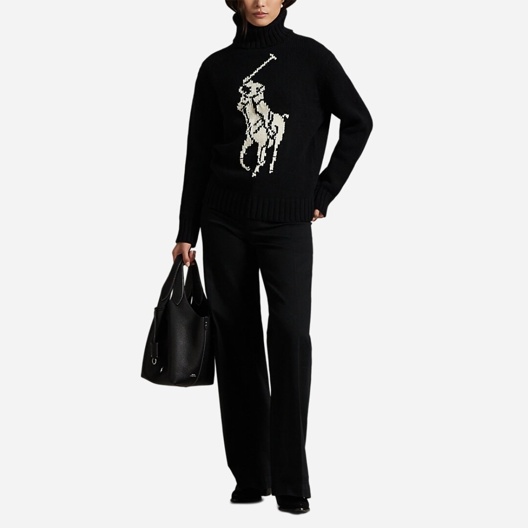 Big Pony Wool Turtleneck Sweater - Polo  Black/Authentic Cream