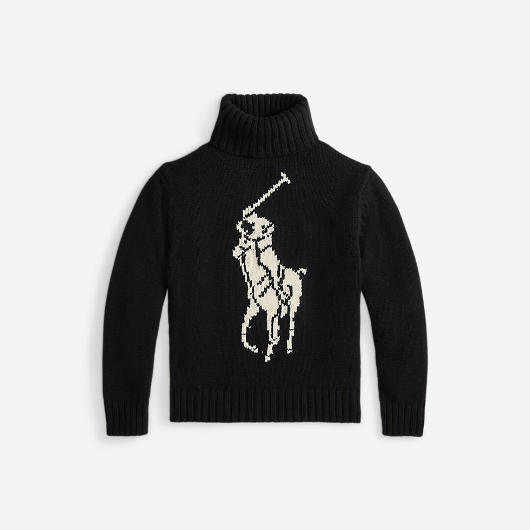 Big Pony Wool Turtleneck Sweater - Polo  Black/Authentic Cream