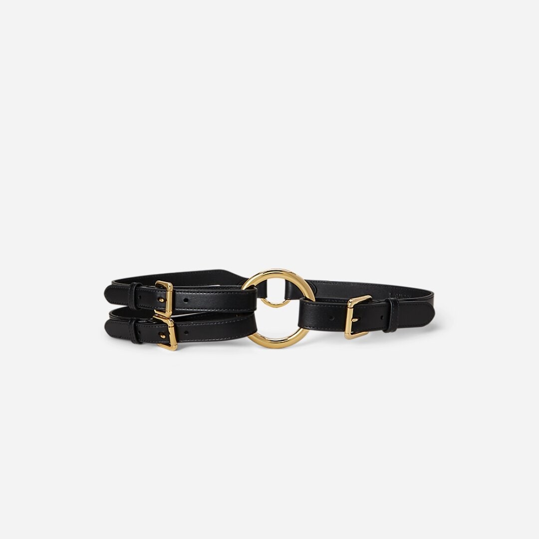 Tri-Strap O-Ring Leather Belt - Black/Pb
