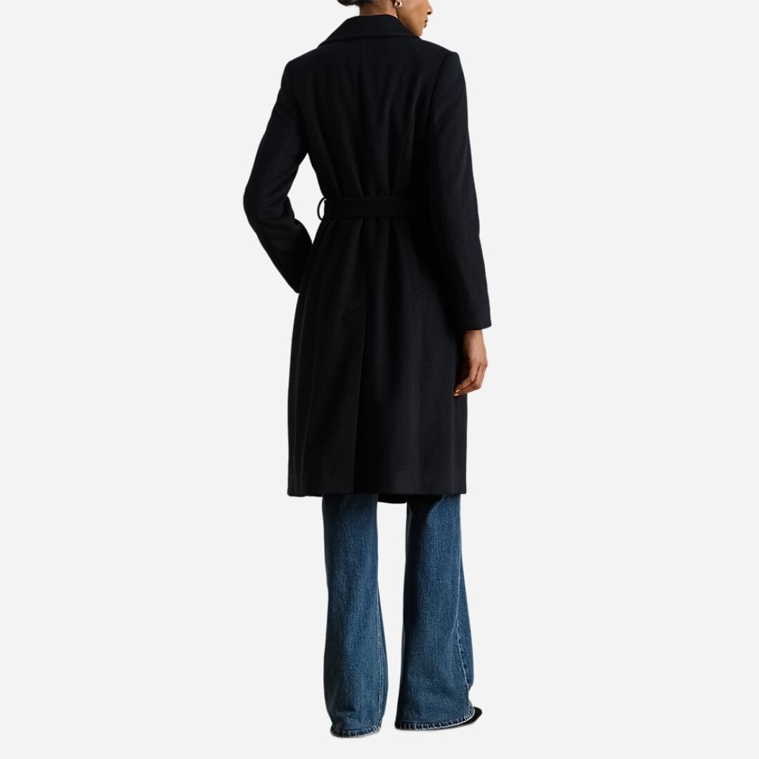 Belted Wool-Blend Wrap Coat - Regal Navy