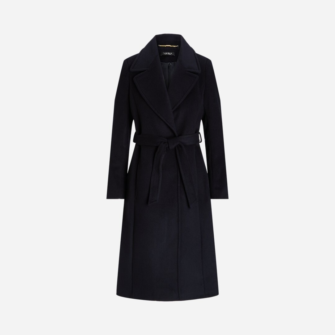 Belted Wool-Blend Wrap Coat - Regal Navy