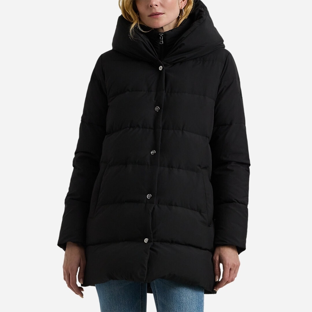 Hooded Down Coat - Black