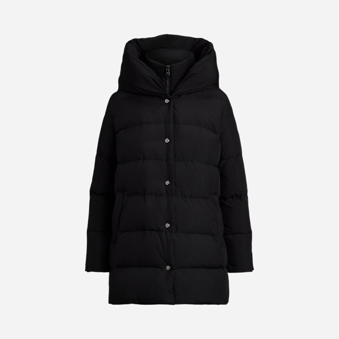 Hooded Down Coat - Black