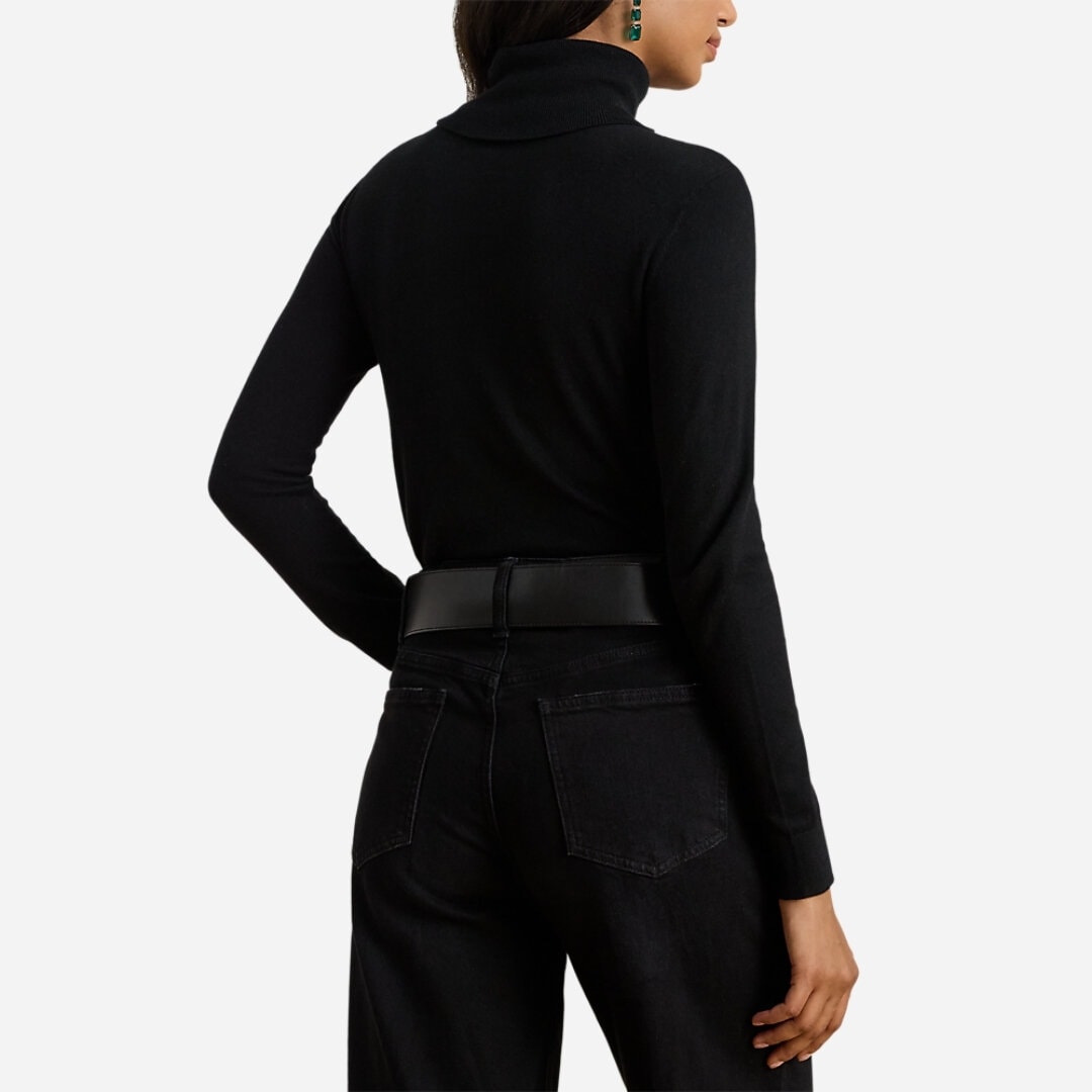 Silk-Blend Turtleneck Sweater - Black