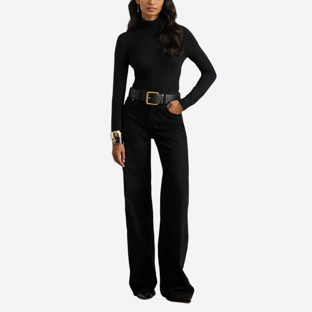 Silk-Blend Turtleneck Sweater - Black