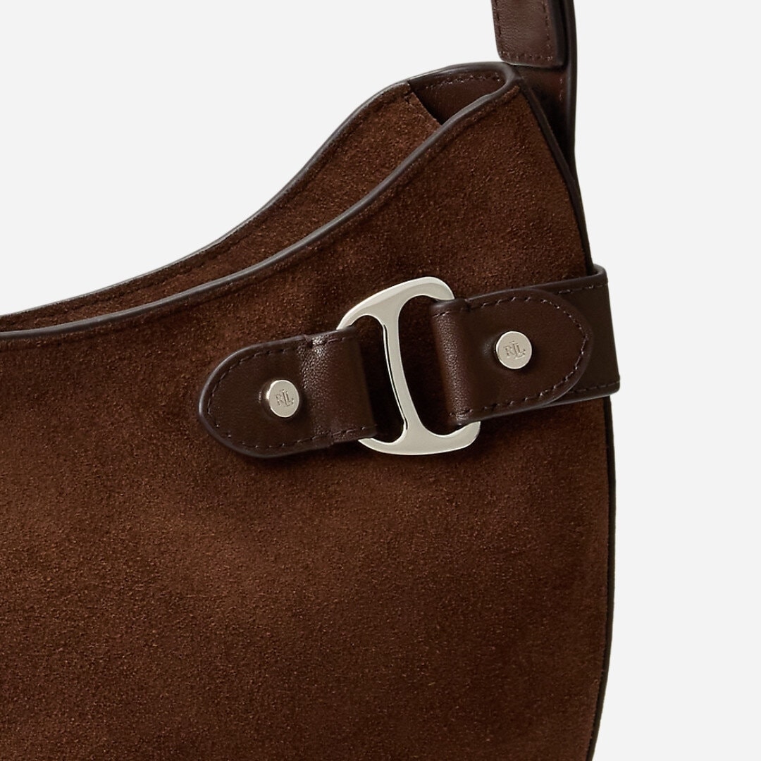 Suede Large Tasha Shoulder Bag - Dark Hickory