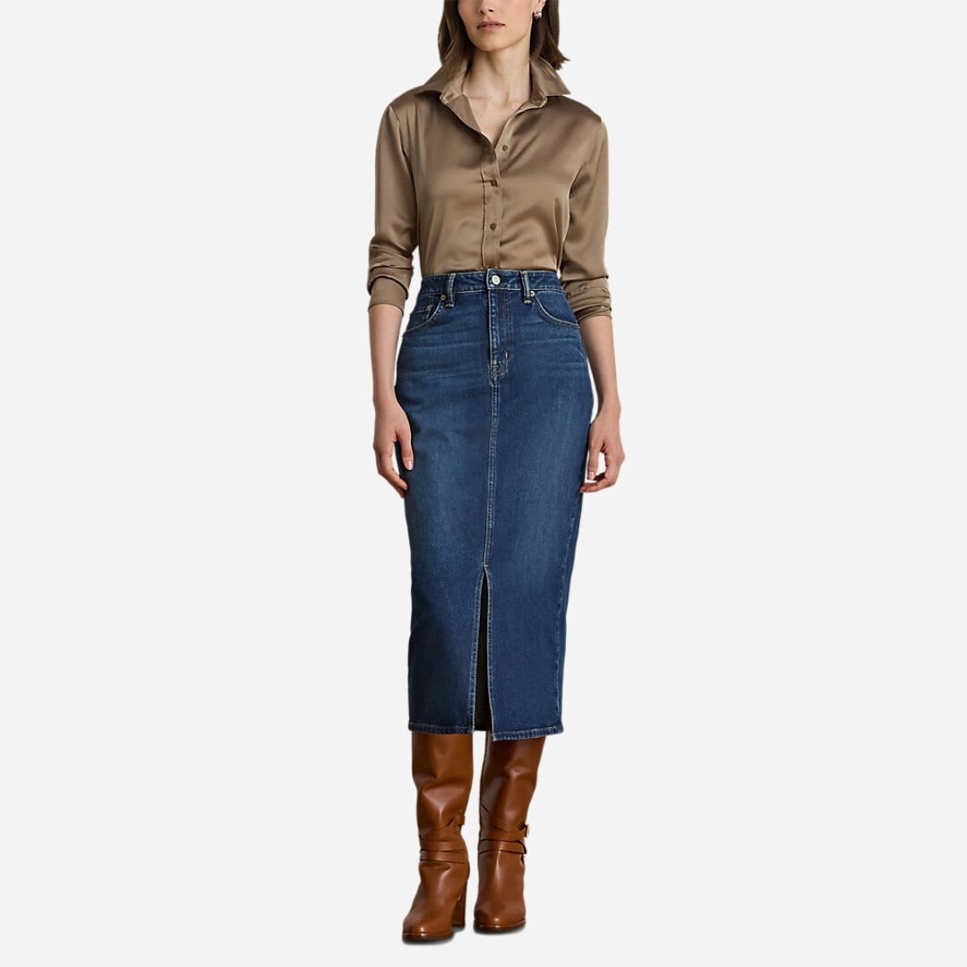 Classic Fit Charmeuse Shirt - Taupe Brown