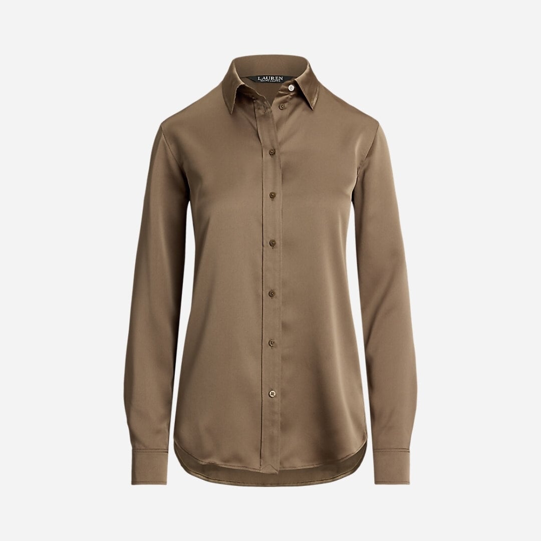 Classic Fit Charmeuse Shirt - Taupe Brown